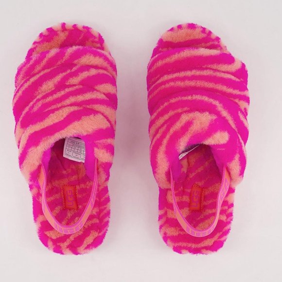 UGG Kids Fluff Yeah Slide Sandals in Pink Zebra - Picture 5 of 5